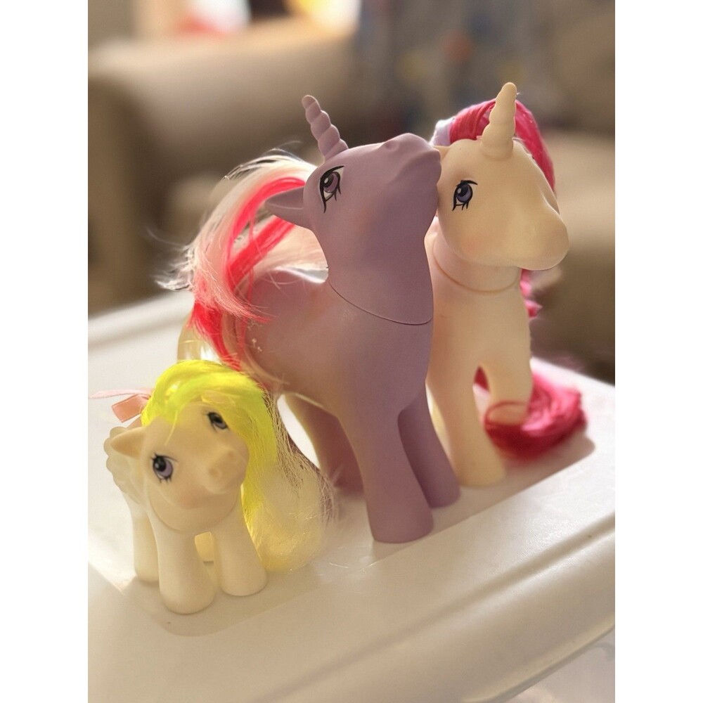 Lot of 3 G1 My Little Pony’s Powder, Moon Dance, & Baby SUPRISE Pegasus
